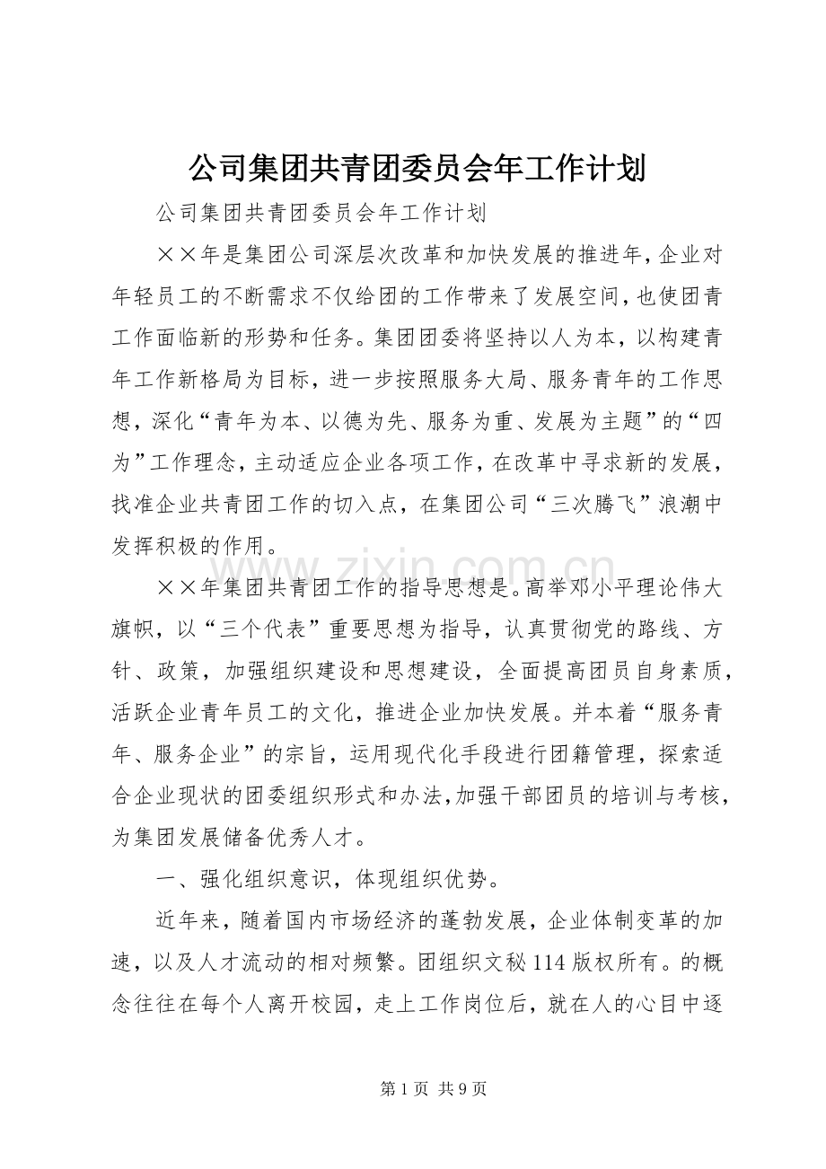 公司集团共青团委员会年工作计划_1.docx_第1页