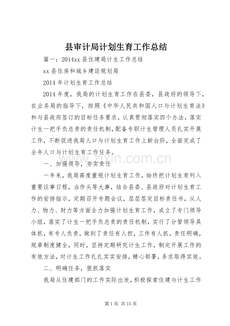 县审计局计划生育工作总结.docx_第1页