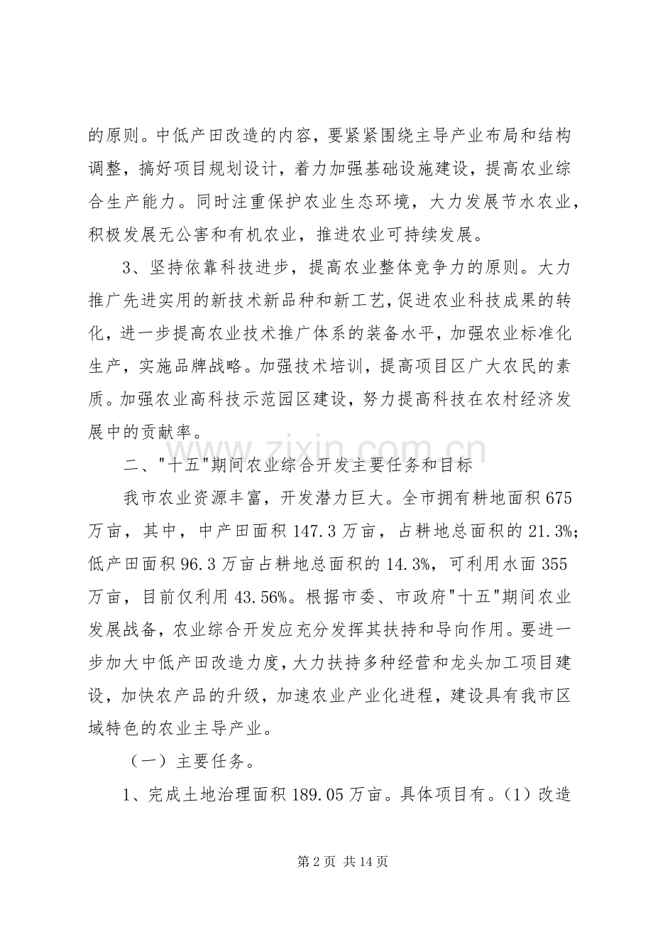 XX市农业综合开发十一五计划范文.docx_第2页