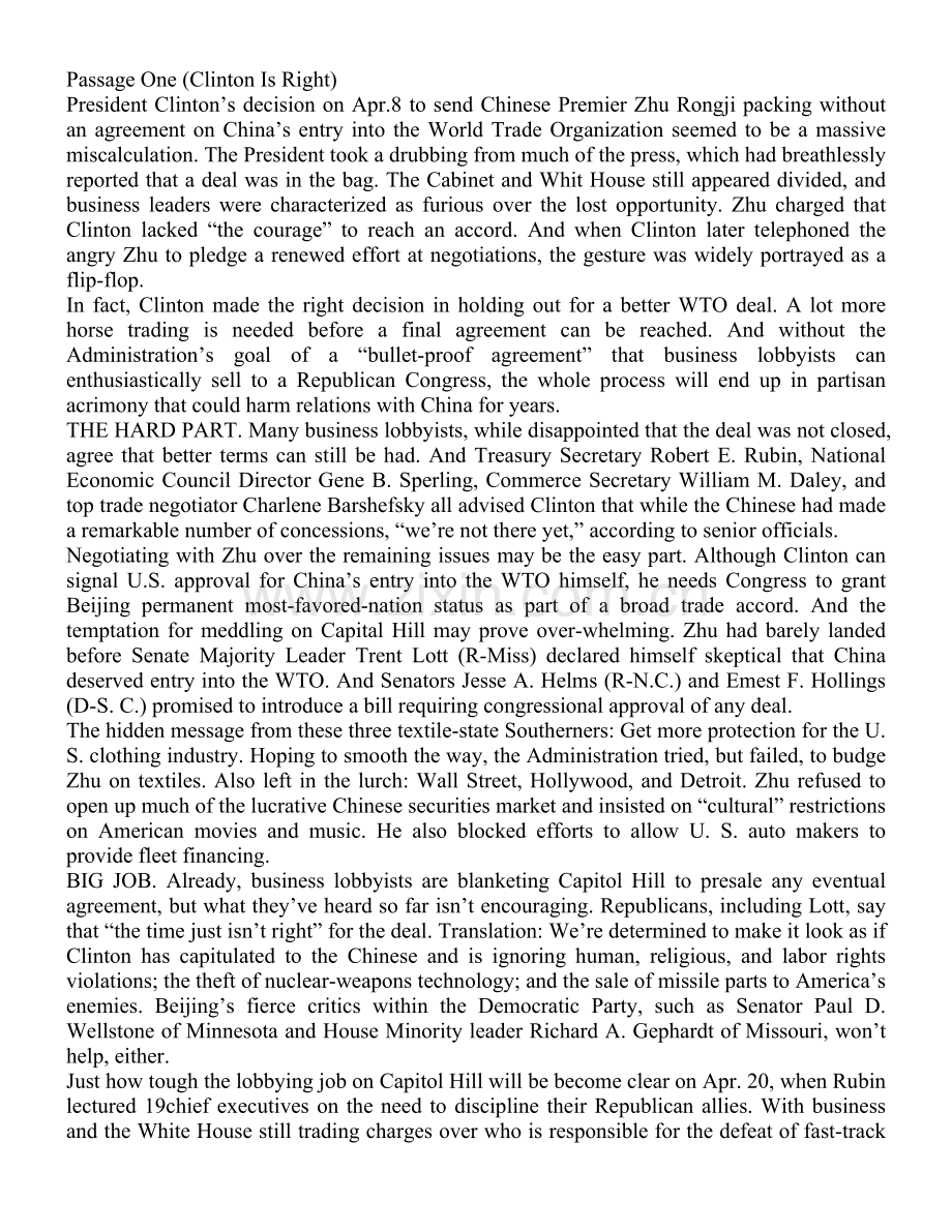 英语高级阅读100篇.doc_第1页