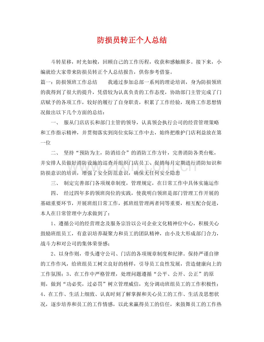 防损员转正个人总结 .docx_第1页