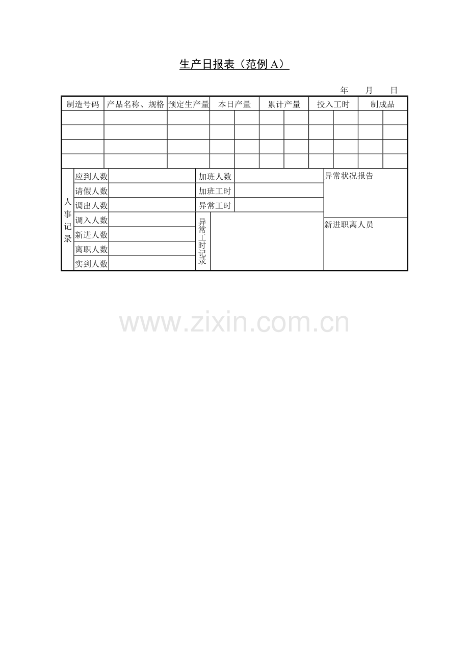 生产日报表（范例A）.doc_第1页