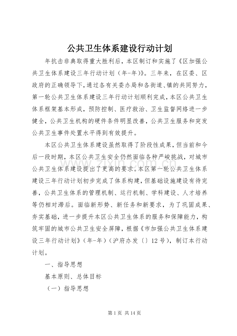 公共卫生体系建设行动计划.docx_第1页