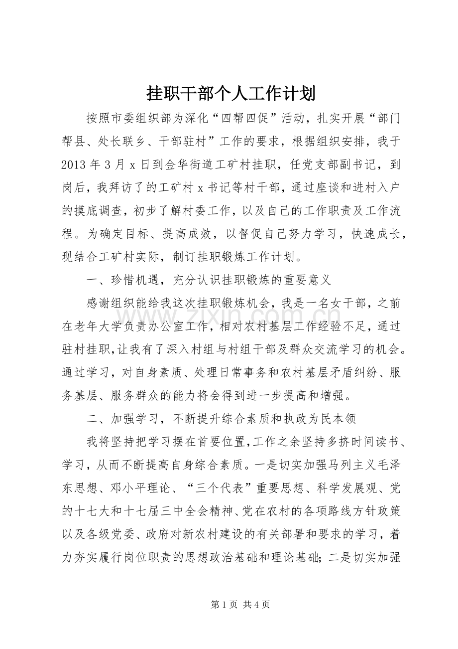 挂职干部个人工作计划.docx_第1页