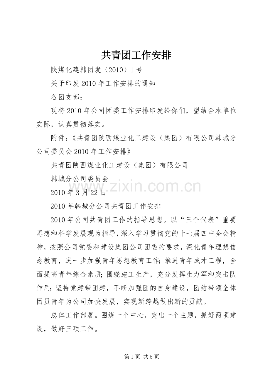 共青团工作安排 .docx_第1页