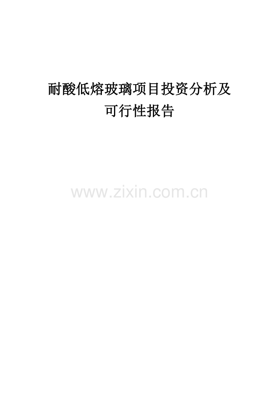 耐酸低熔玻璃项目投资分析及可行性报告.docx_第1页