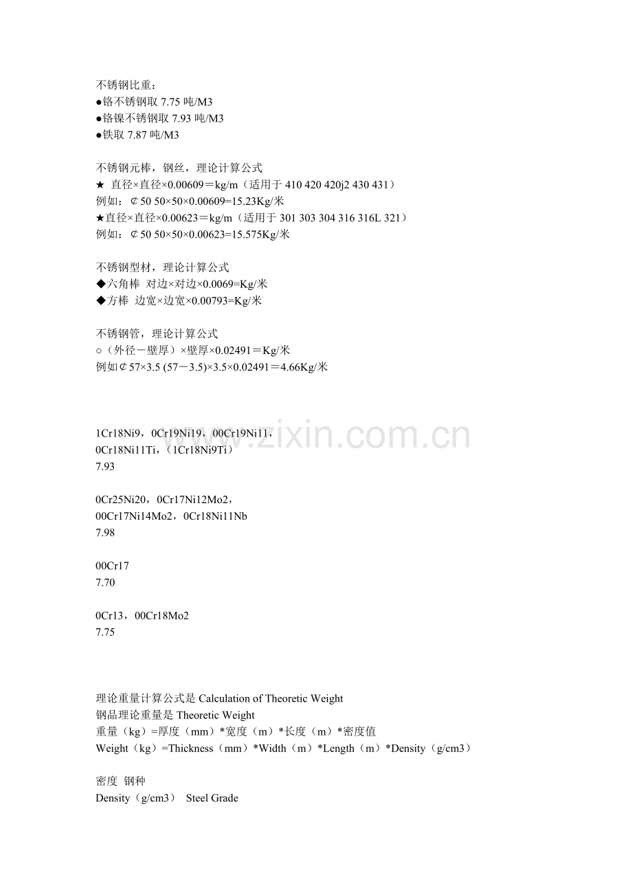 不锈钢重量计算.doc_第1页