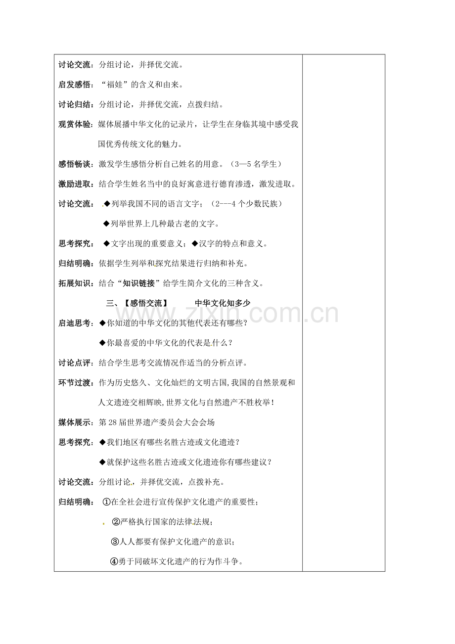 江苏省盐城市九年级政治全册 第一单元 亲近社会 第2课 融入民族文化 第1框 中华文化博大精深教案 苏教版-苏教版初中九年级全册政治教案.doc_第2页