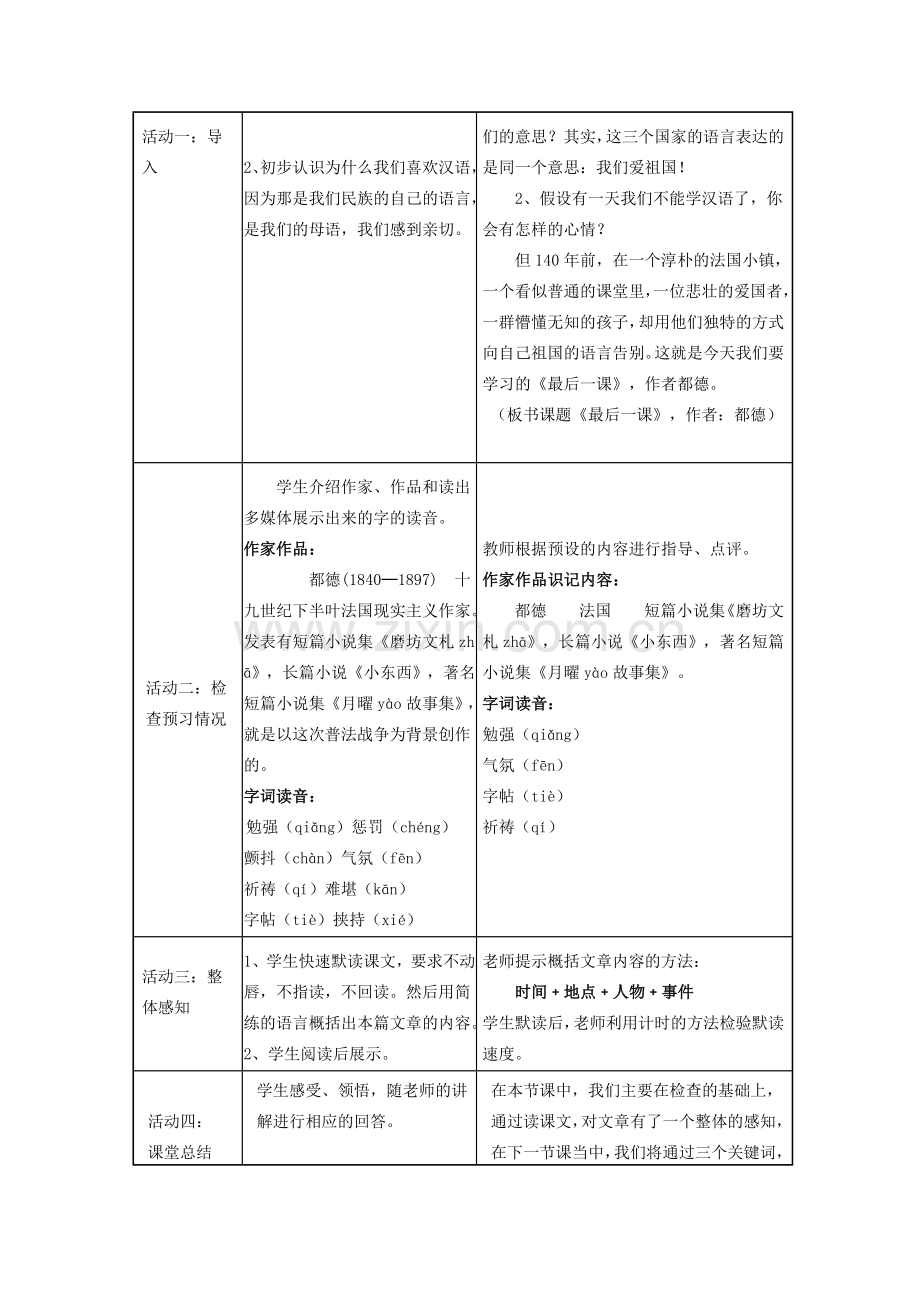 七年级语文下册 第二单元 第7课《最后一课》教学设计 （新版）新人教版-（新版）新人教版初中七年级下册语文教案.doc_第2页