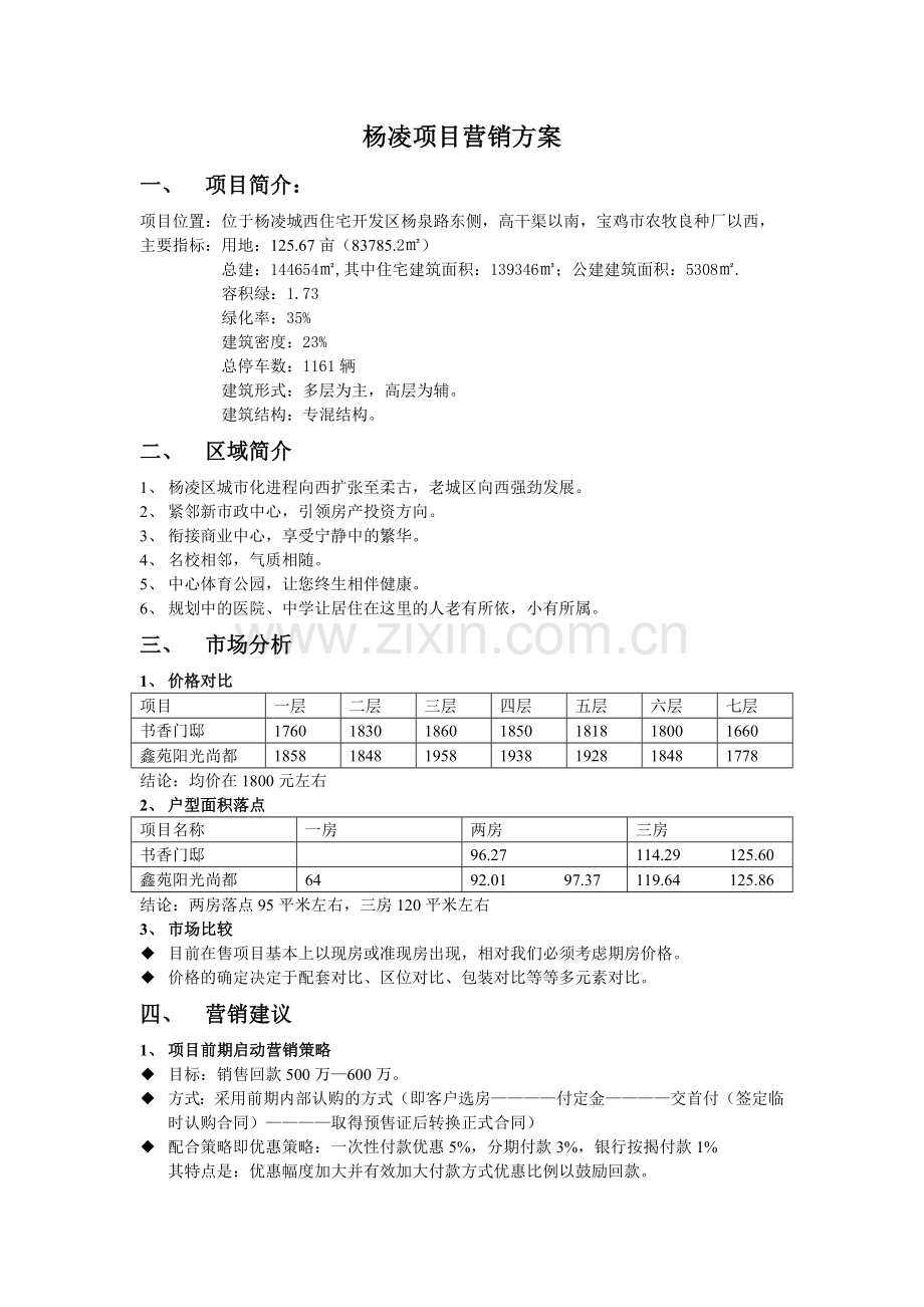 杨凌项目营销方案.doc_第1页