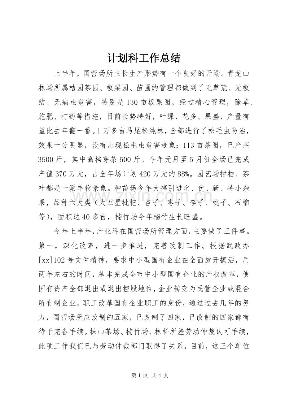 计划科工作总结 .docx_第1页