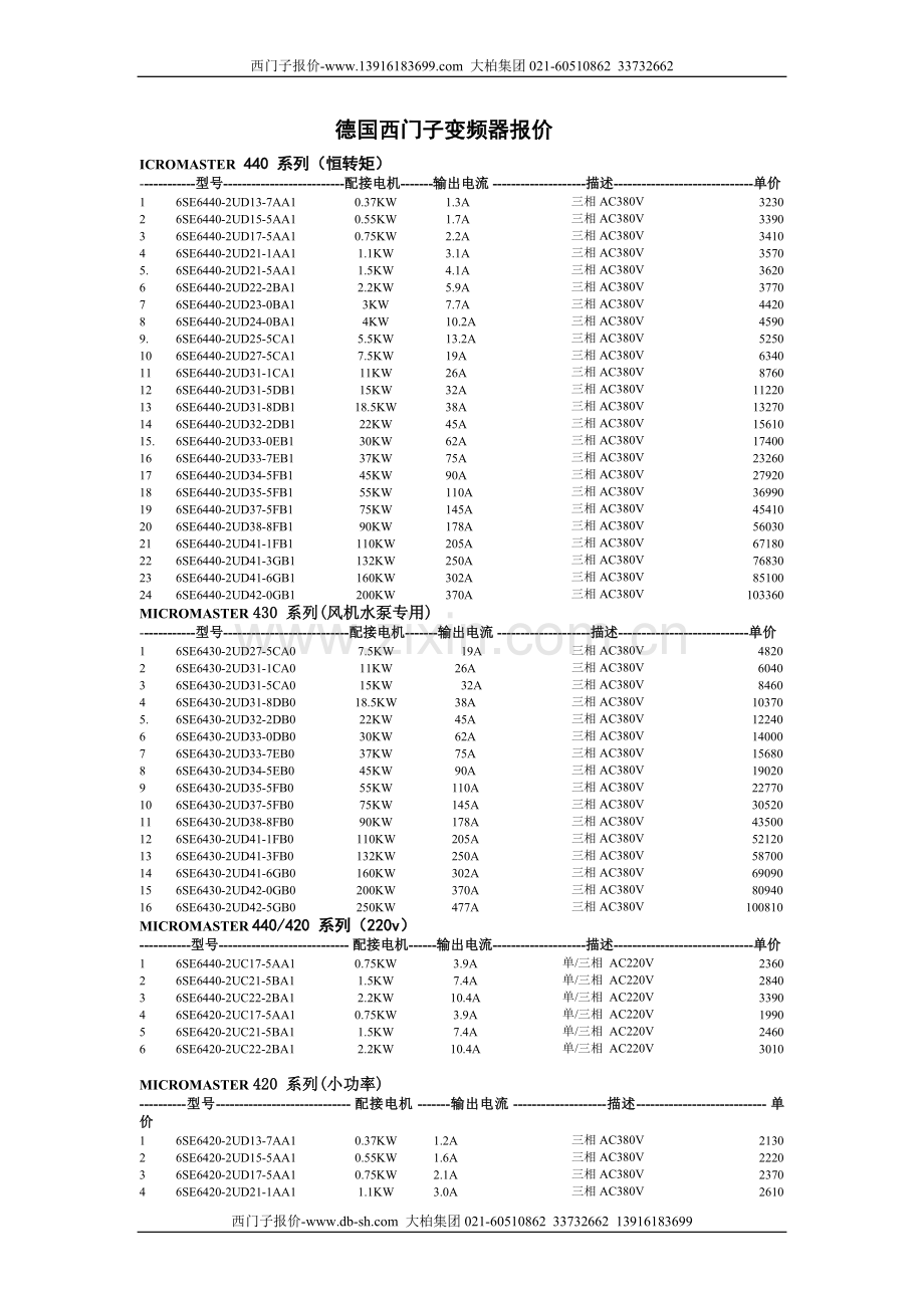 西门子变频器报价.doc_第1页