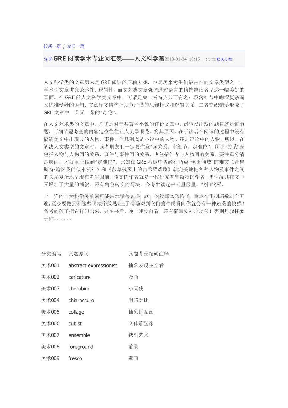 GRE阅读学术专业词汇表——人文科学篇.doc_第1页