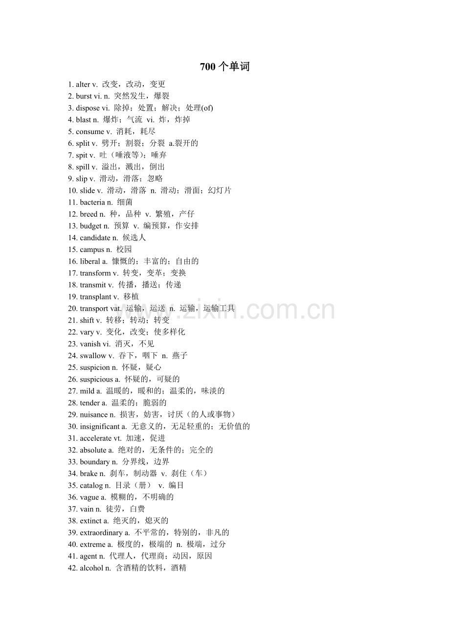 攻克四级词汇－700个单词.doc_第1页