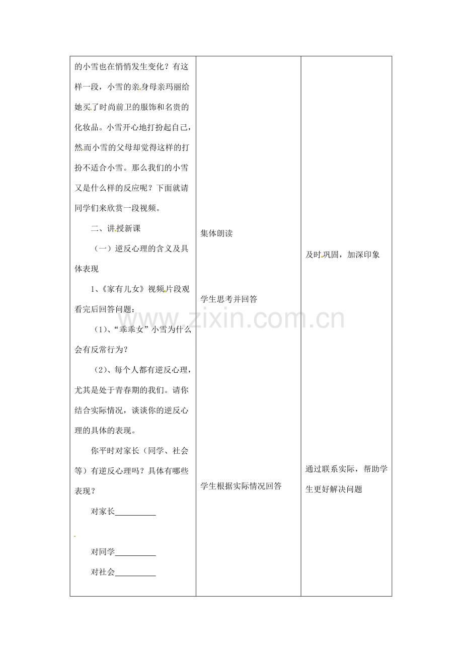 江苏省昆山市锦溪中学八年级政治上册 5-2 克服逆反心理教案 苏科版.doc_第2页