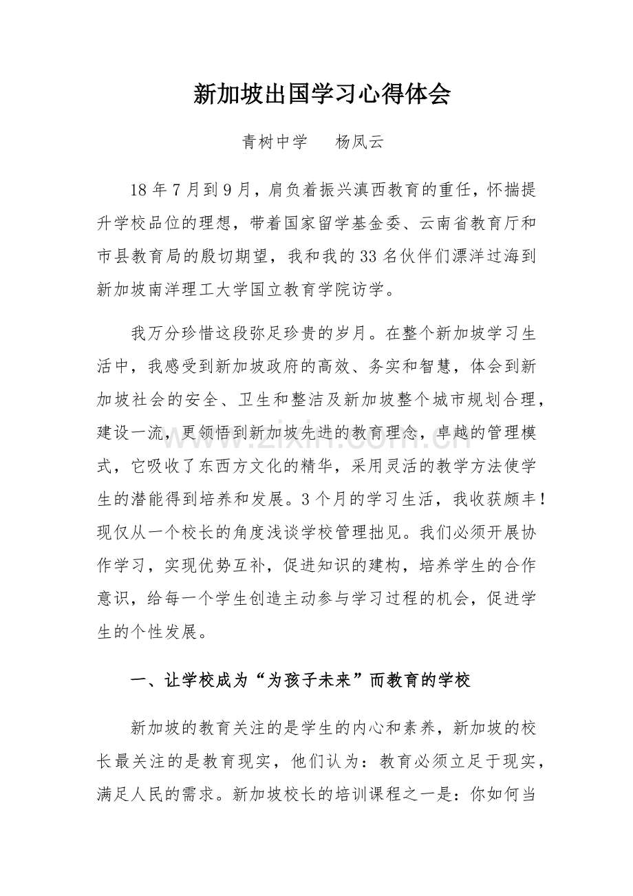 杨凤云新加坡留学心得体会.docx_第1页