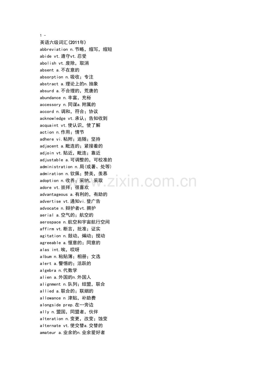 大学英语六级单词.doc_第1页