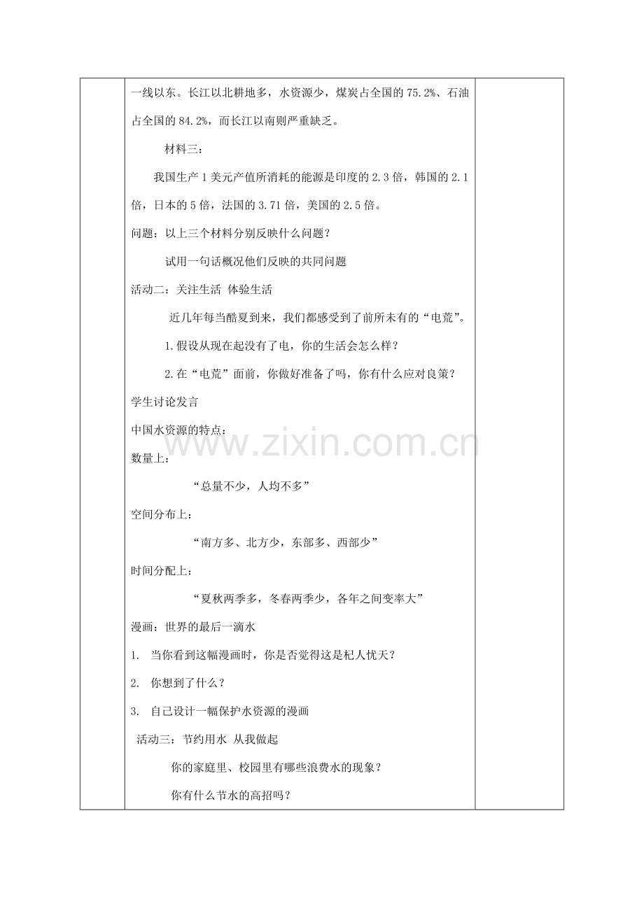 八年级政治下册 第六单元 复兴中华 第20课 保护我们共有的家园 第二框 合理利用资源教案 苏教版-苏教版初中八年级下册政治教案.doc_第2页