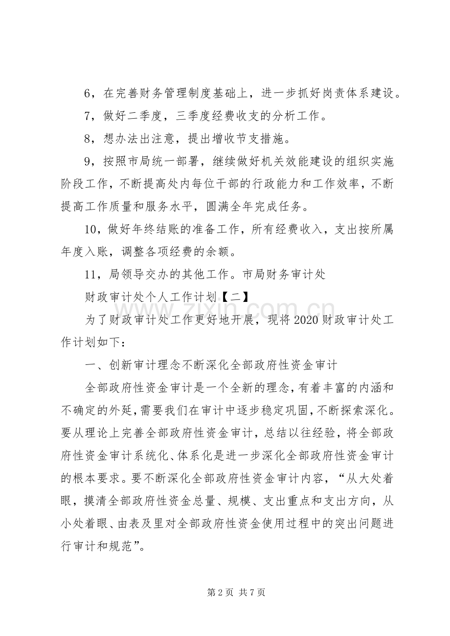 财政审计处个人工作计划20XX年范例.docx_第2页