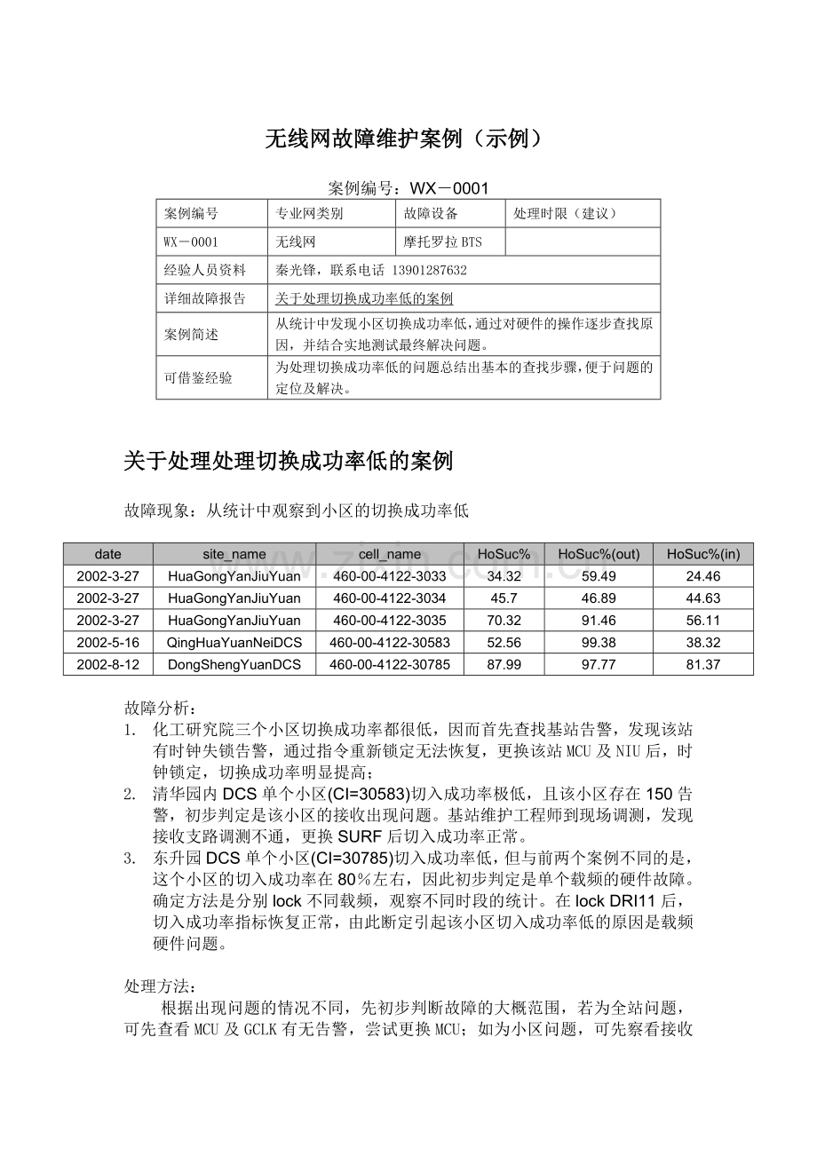 关于处理切换成功率低的案例.doc_第1页