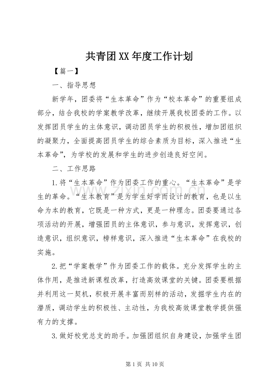 共青团XX年度工作计划 .docx_第1页