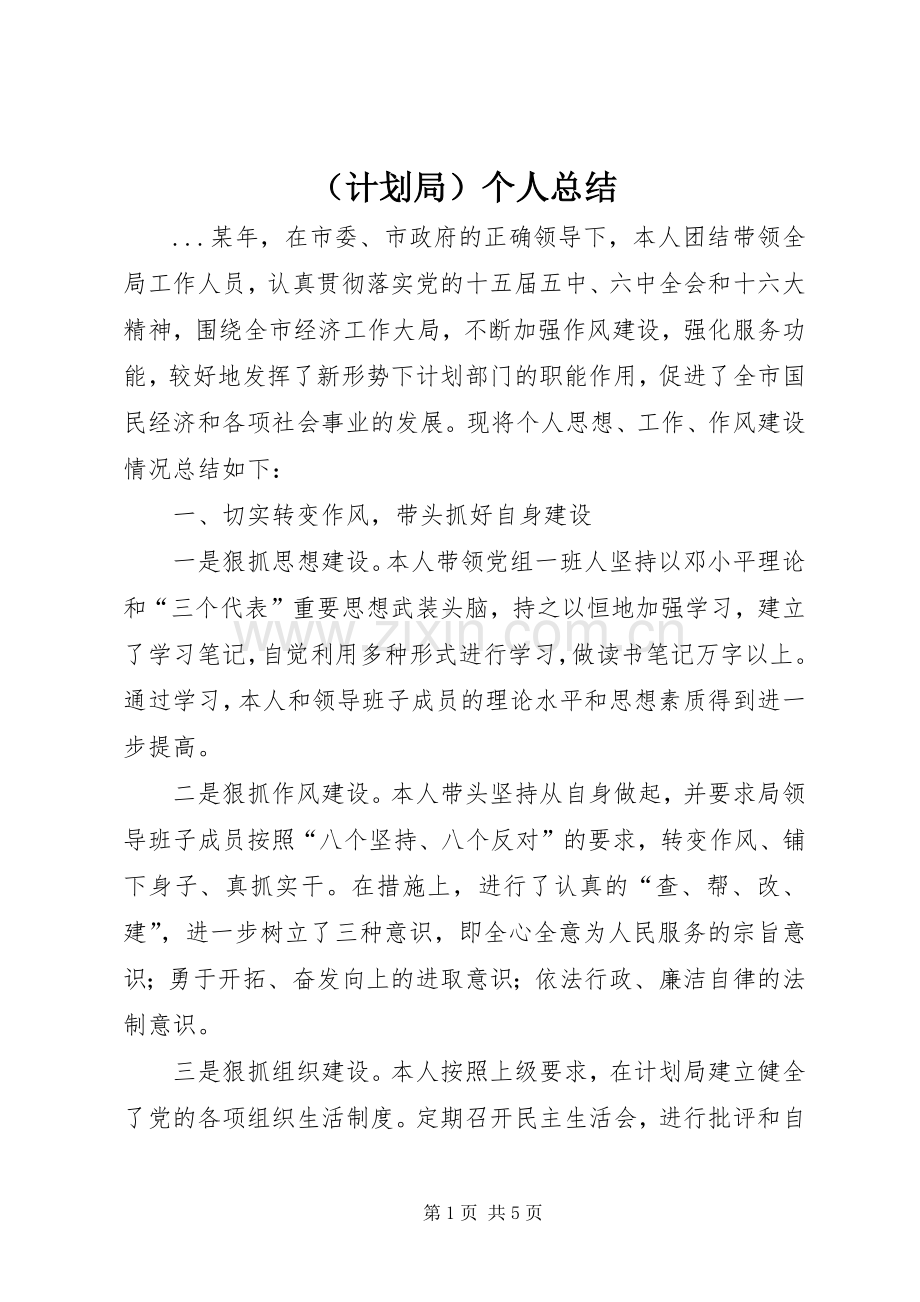 （计划局）个人总结 .docx_第1页