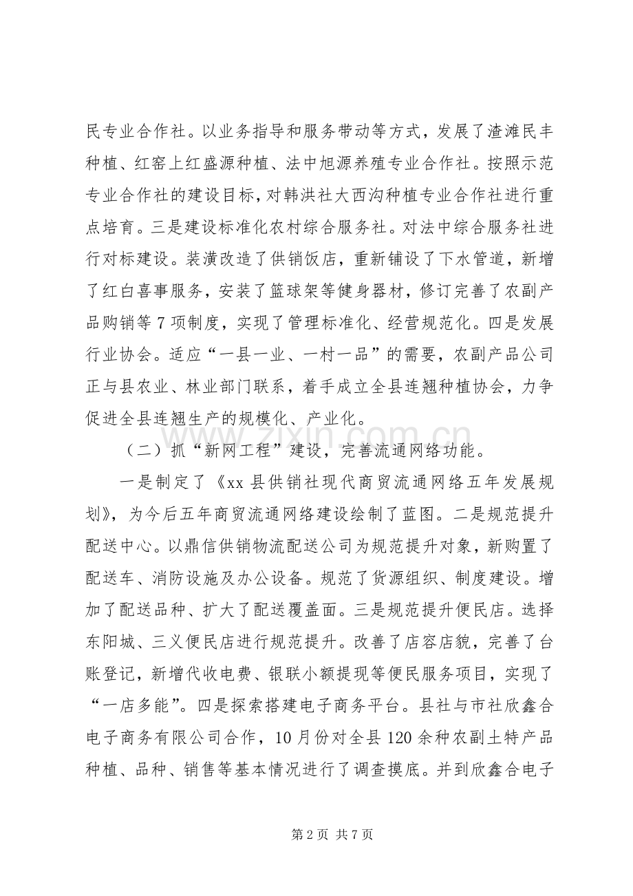 XX年县供销社工作总结暨XX年度工作计划.docx_第2页