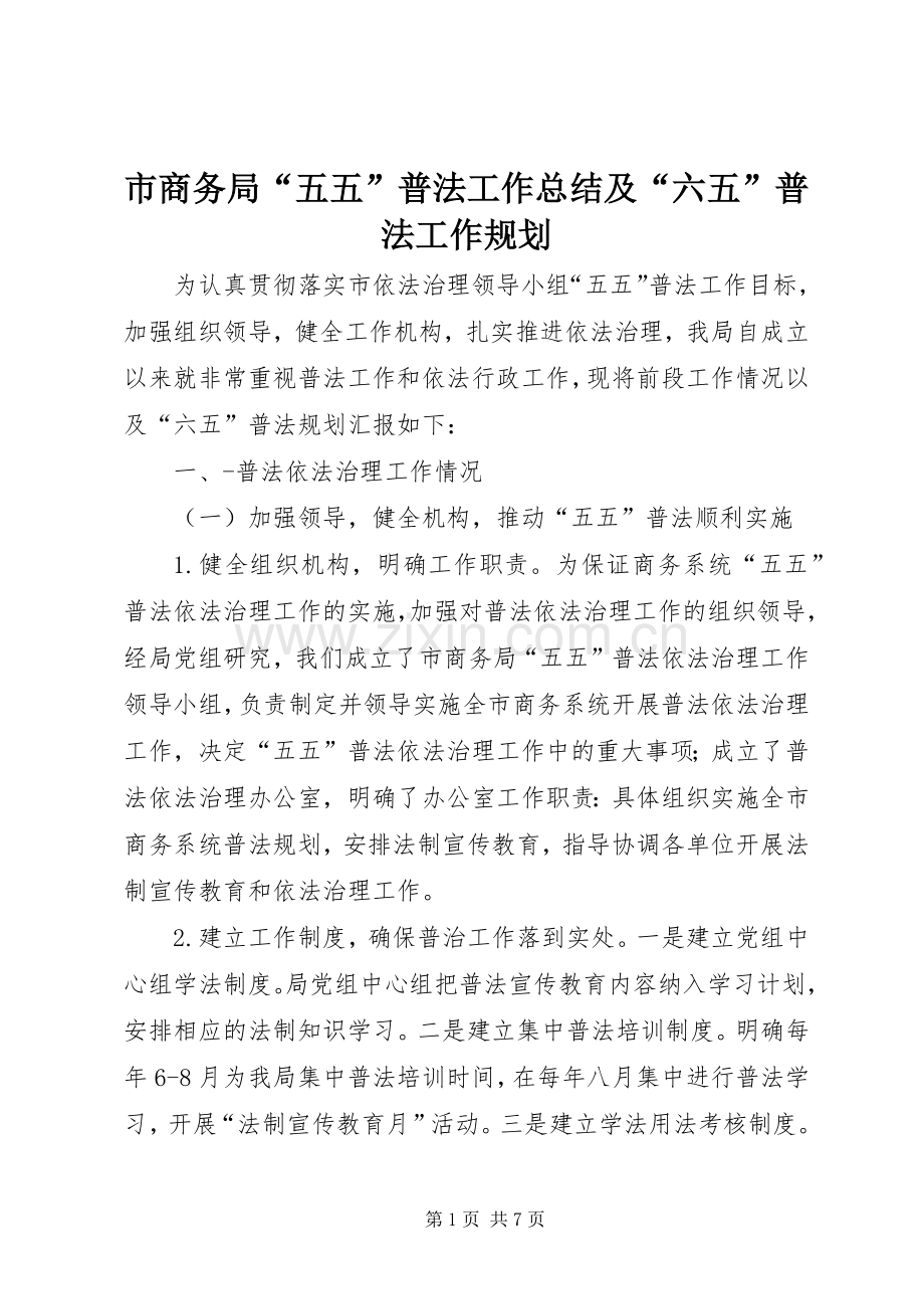 市商务局“五五”普法工作总结及“六五”普法工作规划.docx_第1页