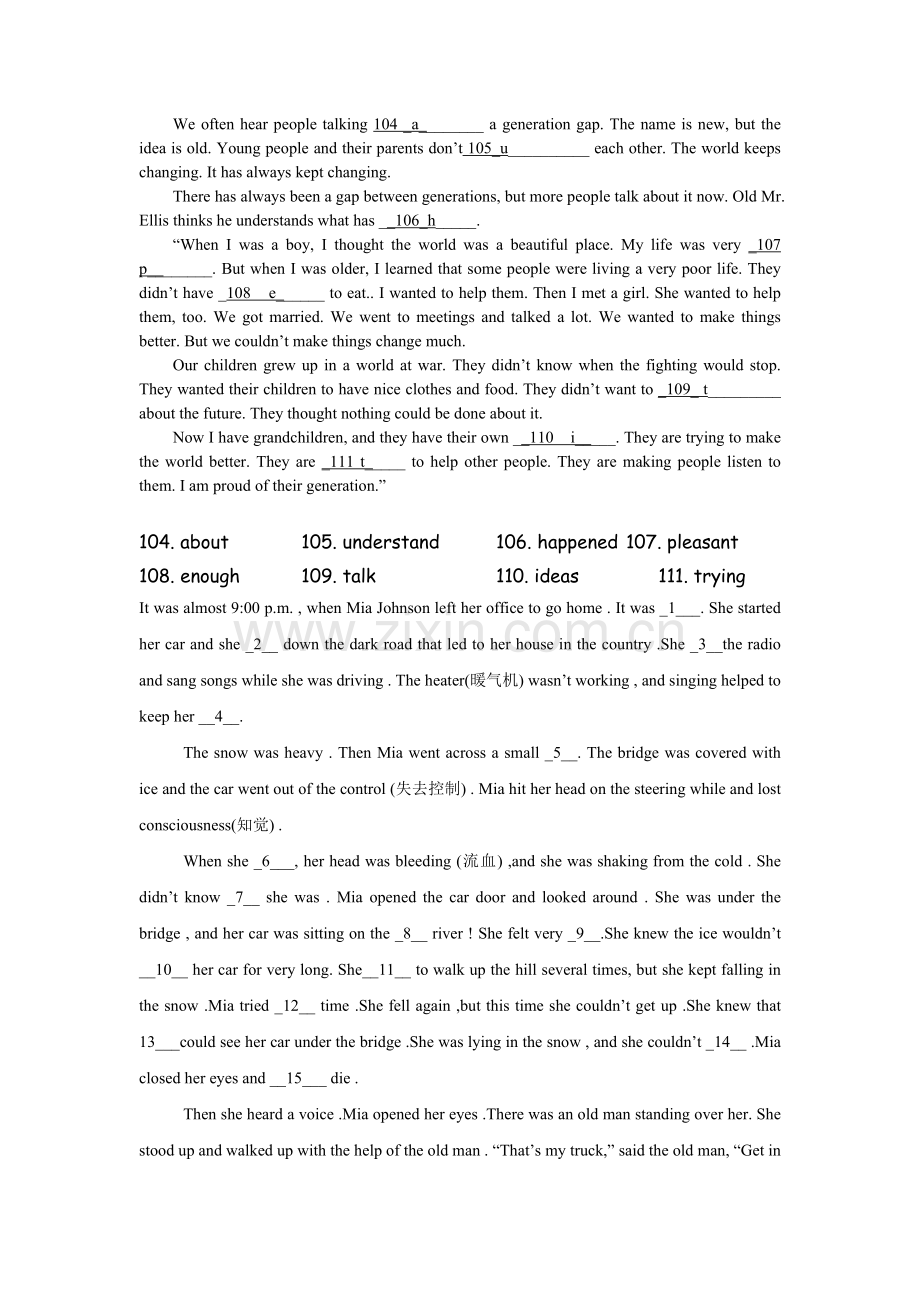 中考英语完型与任务型阅读练习.doc_第1页