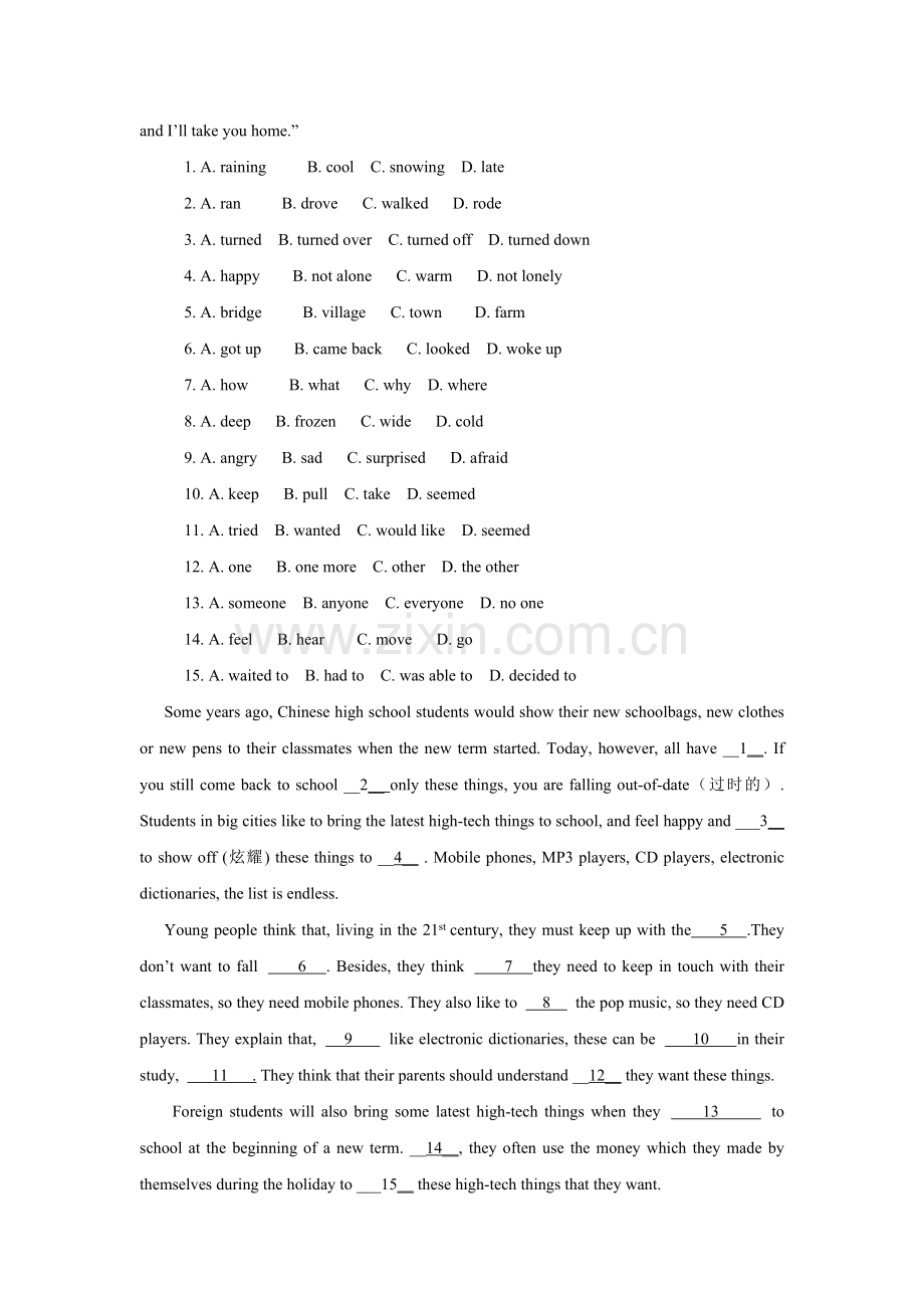 中考英语完型与任务型阅读练习.doc_第2页