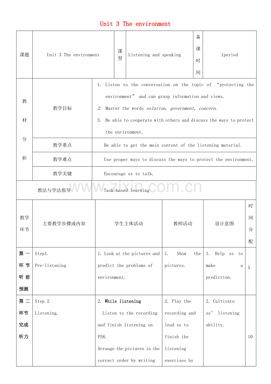 九年级英语下册 Module 2 Environmental problems Unit 3 The environment教案4 牛津深圳版-牛津深圳版初中九年级下册英语教案.doc_第1页