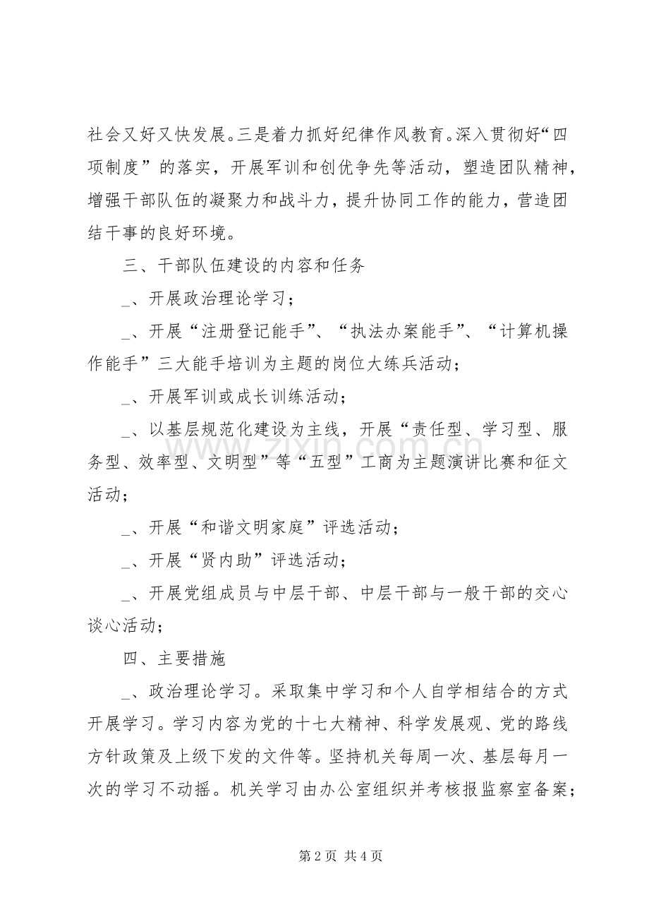 工商局干部队伍建设工作计划.docx_第2页