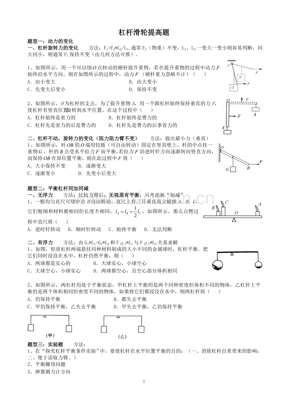 2017中考杠杆滑轮提高题.doc_第1页