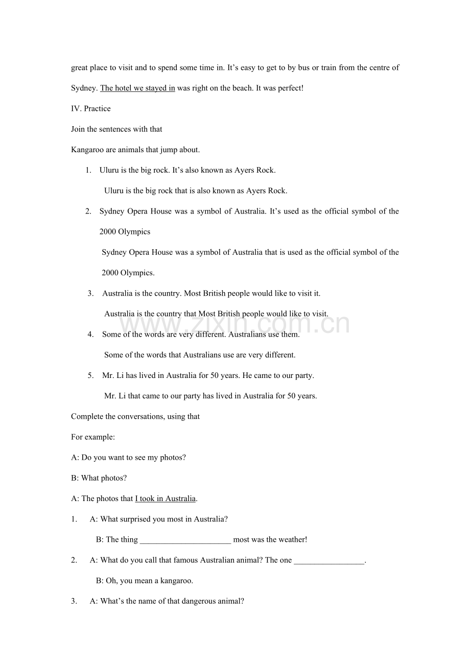 九年级英语上：Module 7 Australia Unit 3 Language in use教案（外研版）.doc_第2页