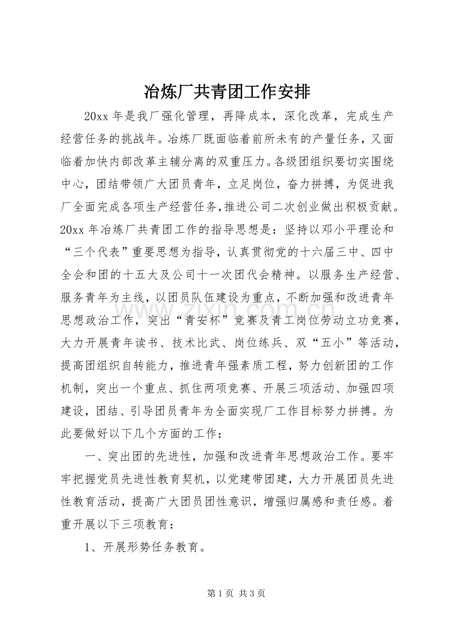 冶炼厂共青团工作安排.docx_第1页