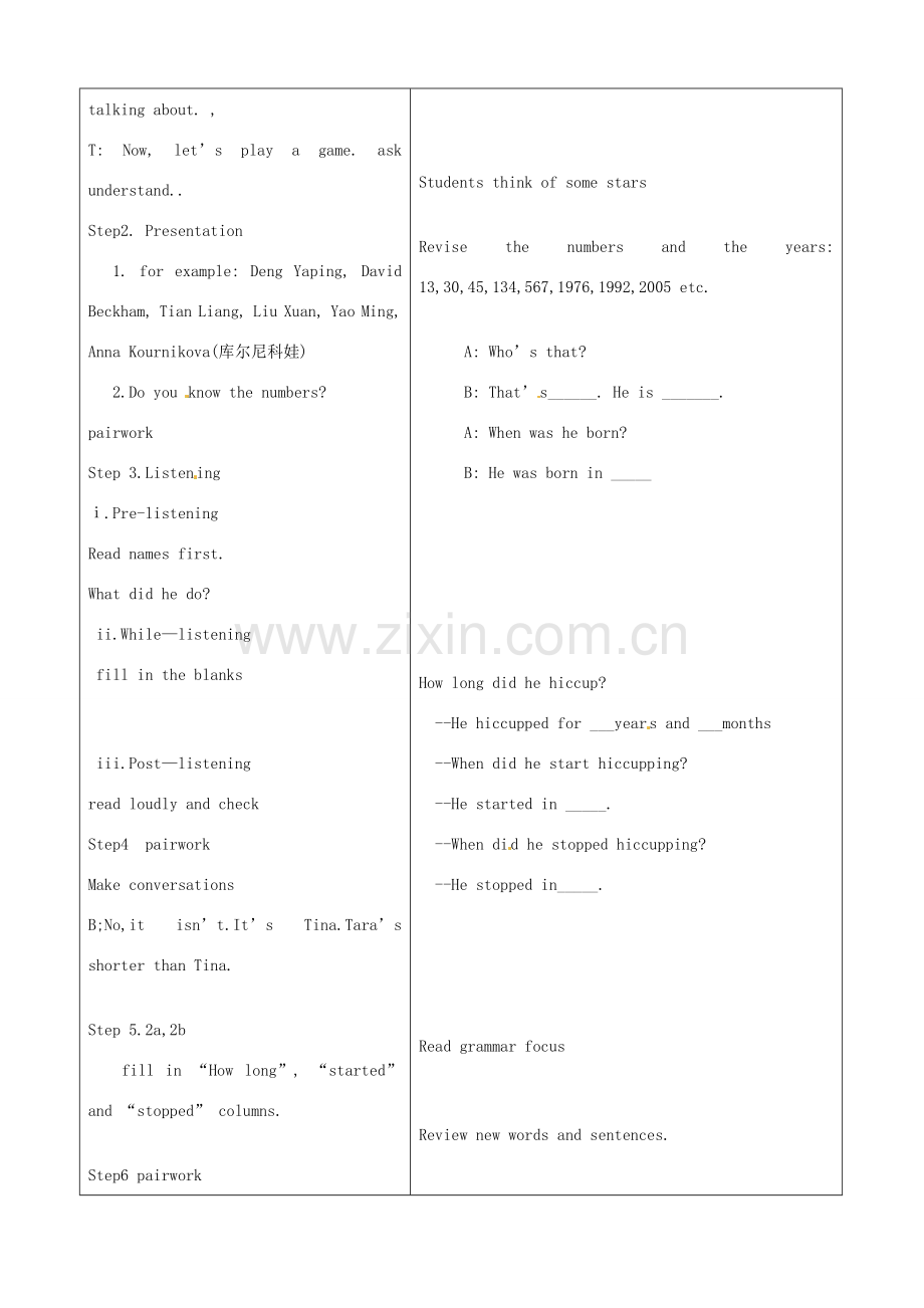 山东省临沂市郯城县八年级英语《Unit9 When was he born？》教案一 人教新目标版.doc_第2页