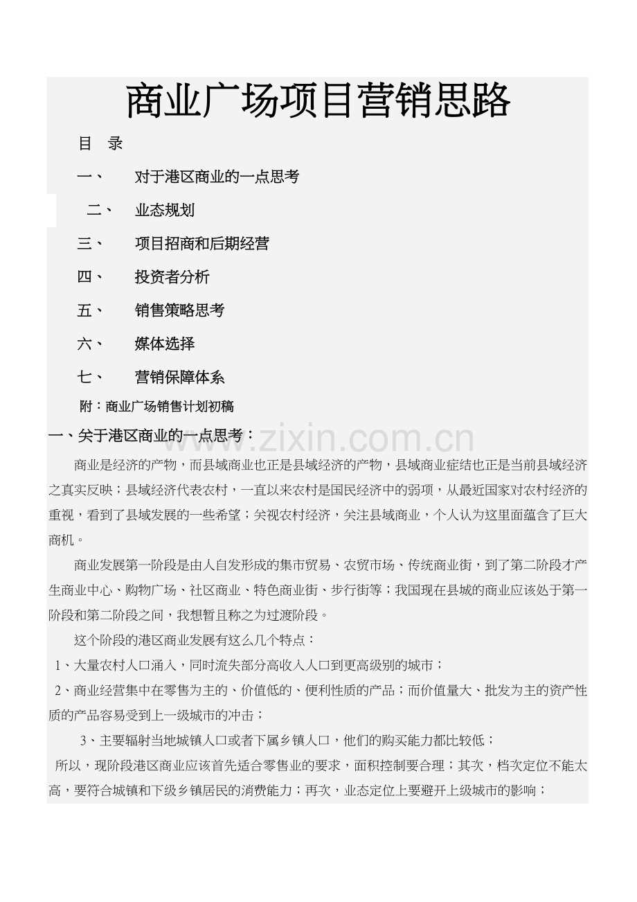 营销思路-商业广场项目营销思路.doc_第1页
