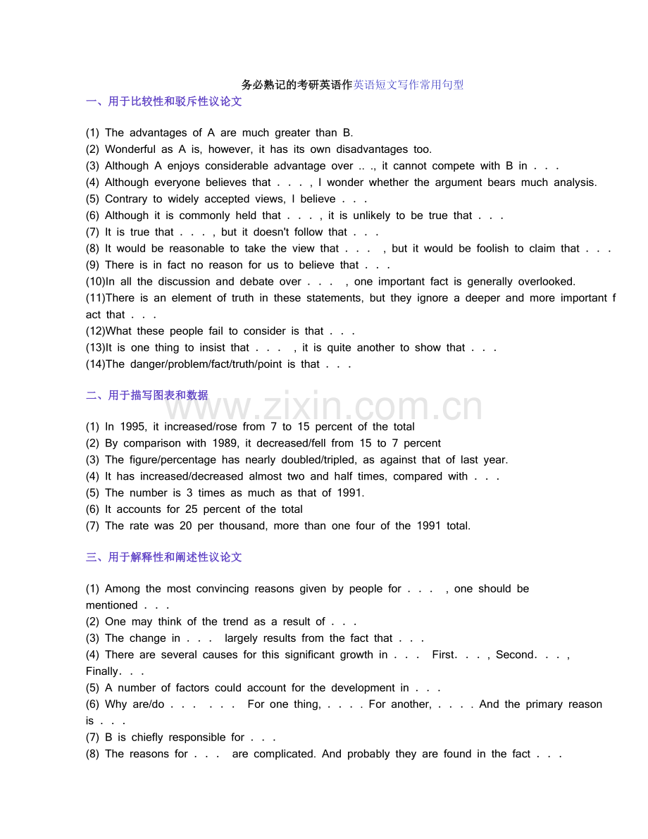 英语短文写作常用句型.doc_第1页