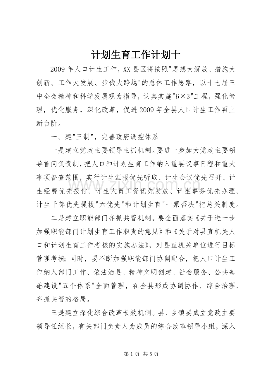 计划生育工作计划十.docx_第1页
