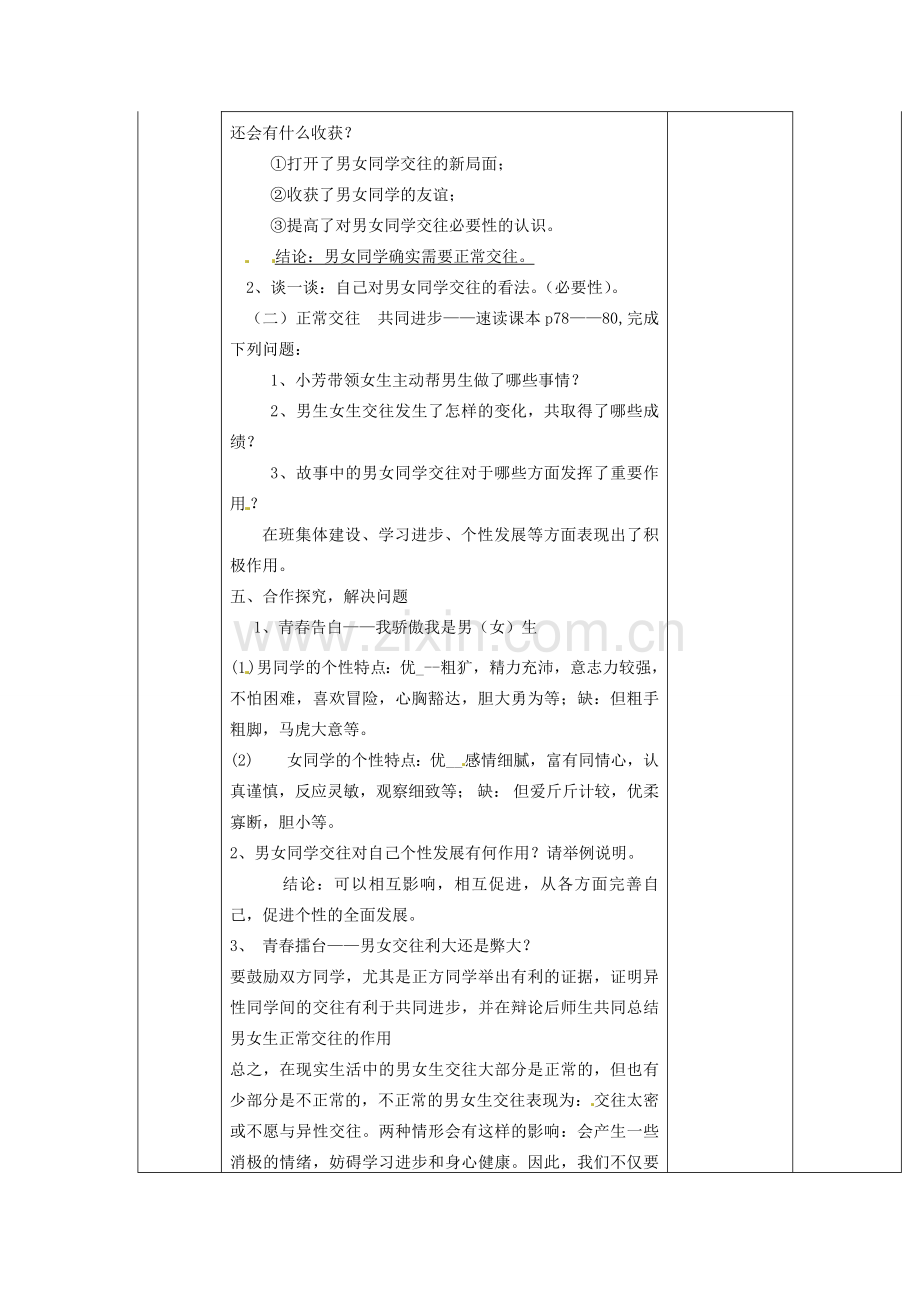 山东省临淄外国语实验学校七年级政治下册 第十二课 花季中的男孩子女孩子教案 鲁教版.doc_第2页