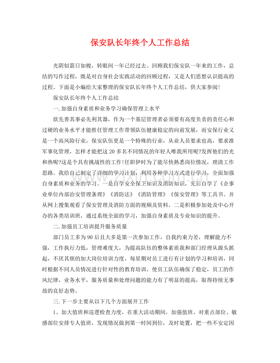 保安队长年终个人工作总结 .docx_第1页