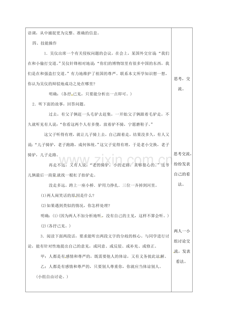云南省峨山县八年级语文下册 第二单元 听出讨论的焦点有针对性地发表意见教案 （新版）苏教版-（新版）苏教版初中八年级下册语文教案.doc_第2页