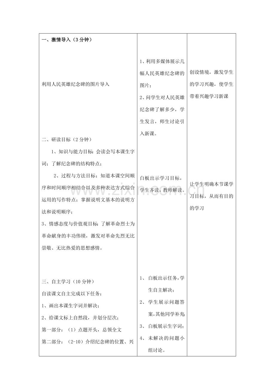 七年级语文下册 第三单元 11《人民英雄永垂不朽》教案2 冀教版-冀教版初中七年级下册语文教案.doc_第2页