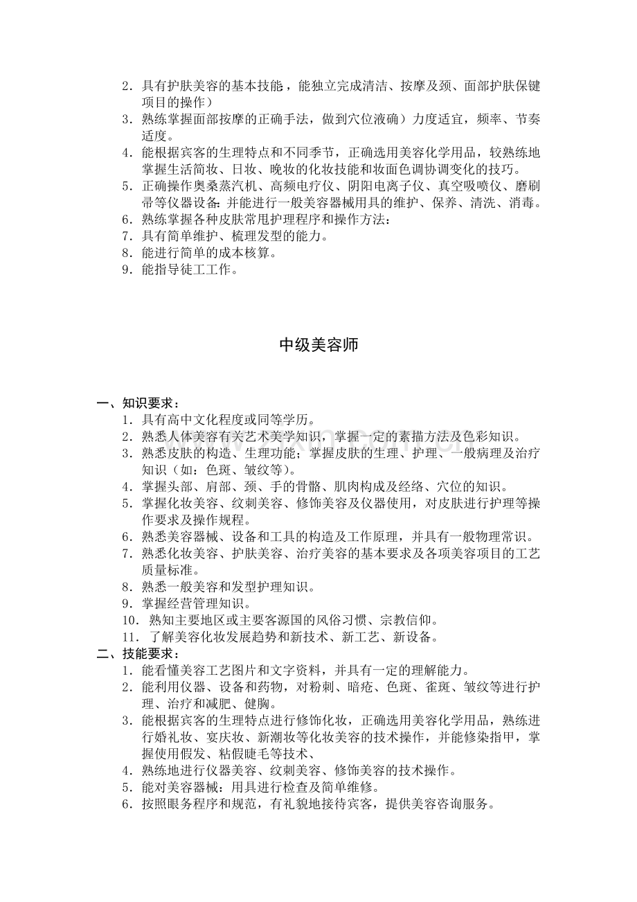 美容师美容师技术等级标准.doc_第2页