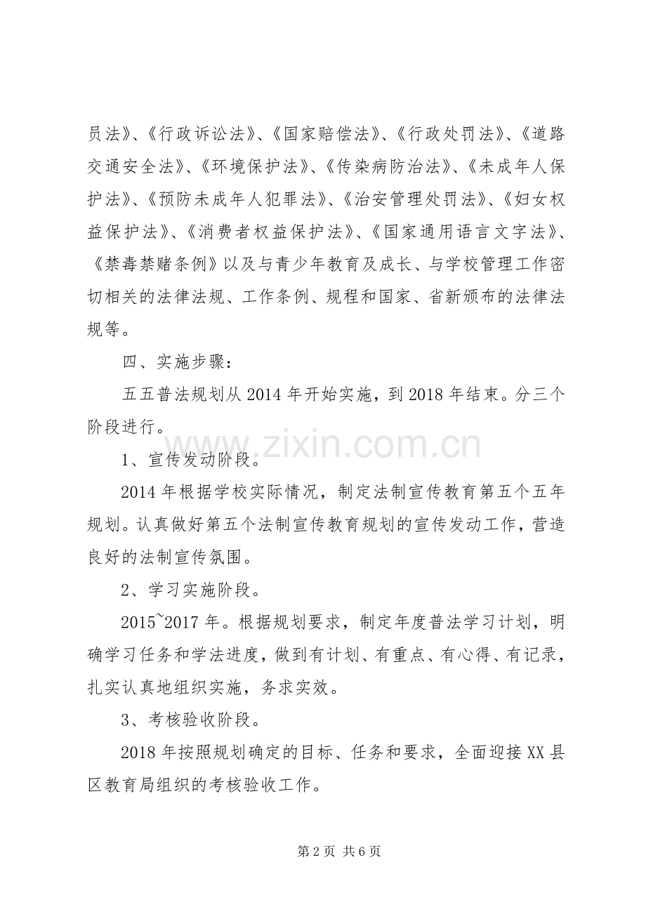 XX年林东初中“五五”普法工作规划.docx_第2页