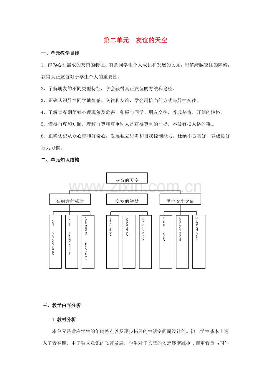 八年级政治上册 第二单元 友谊的天空复习教案 教科版.doc_第1页