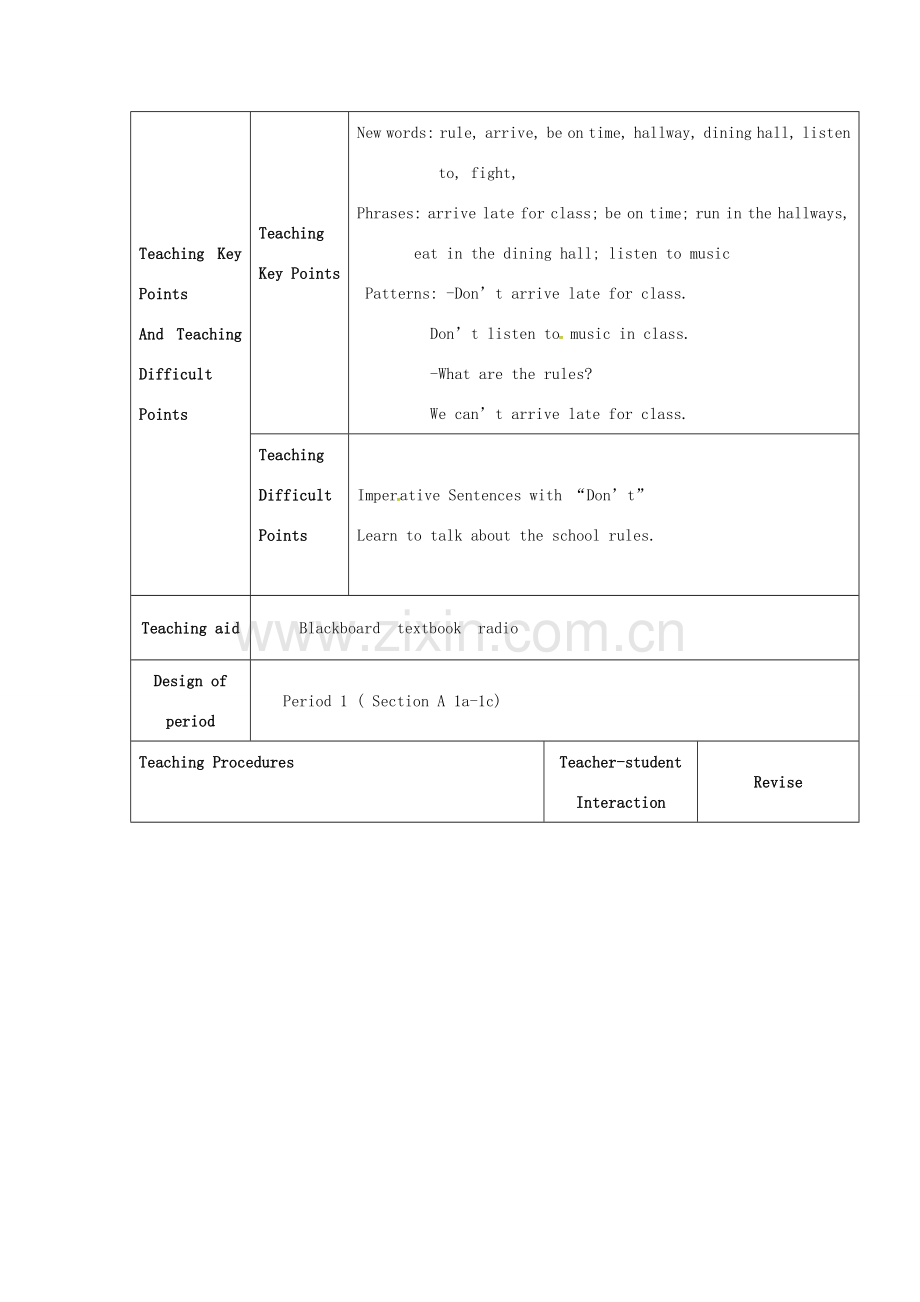 七年级英语下册《Unit 4 Don't eat in class》教案3 （新版）人教新目标版-（新版）人教新目标版初中七年级下册英语教案.doc_第2页