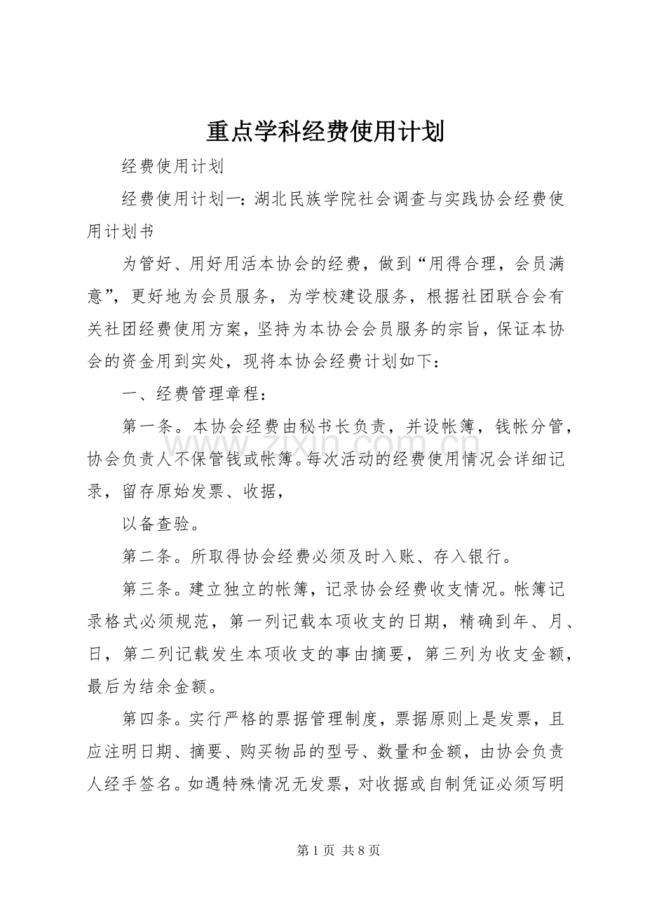 重点学科经费使用计划 .docx_第1页