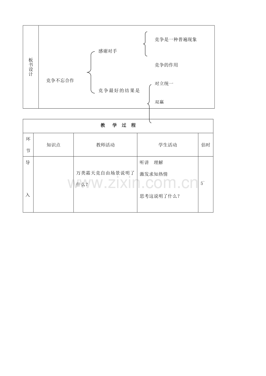 八年级思品上册 10竞争不忘合作同步教案 鲁教版.doc_第2页