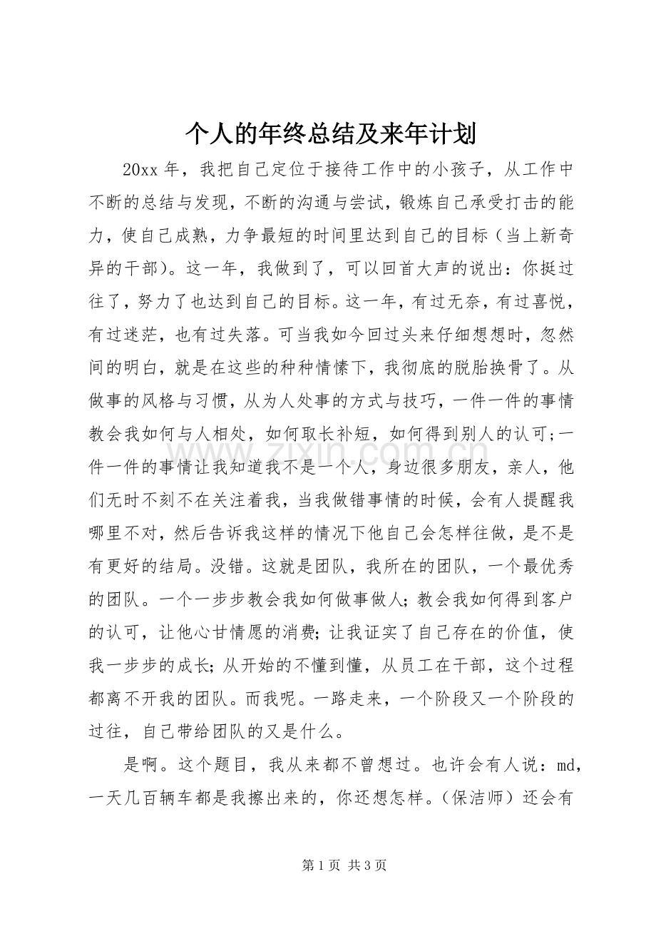 个人的年终总结及来年计划.docx_第1页